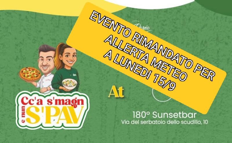 “CCà s’ Magn e Nun s’ Pav”: il 10 settembre al 180° Rooftop Bar la cena-spettacolo firmata Fior di Frutta ed Errico Porzio
