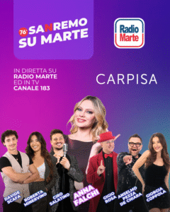Sanremo su Marte 2026 Radio Marte in diretta radio-tv dal Festival Anna Falchi madrina dell’evento Interviste, esclusive, musica e solidarietà