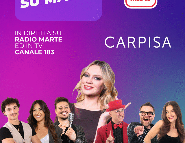 Sanremo su Marte 2026 Radio Marte in diretta radio-tv dal Festival Anna Falchi madrina dell’evento Interviste, esclusive, musica e solidarietà