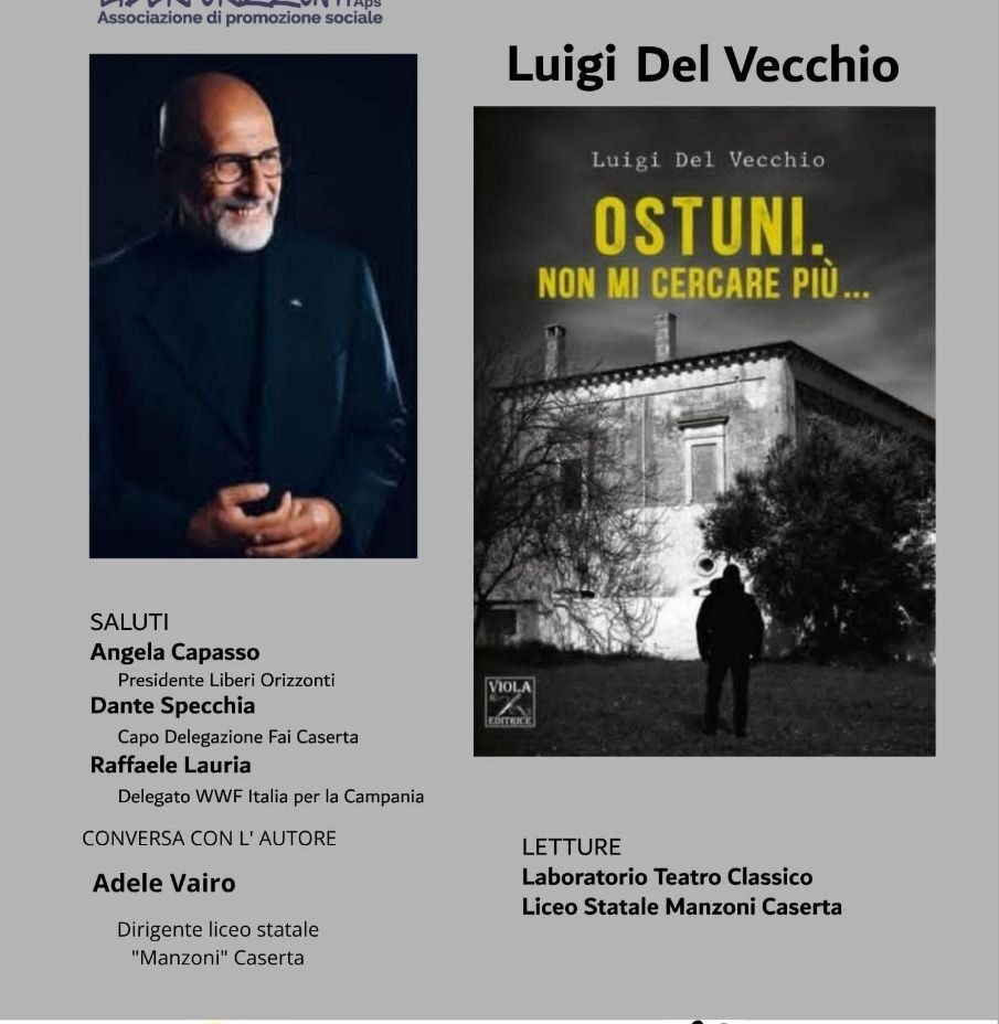 Letteratura e legalità si incontrano: Luigi Del Vecchio presenta “Ostuni. Non mi cercare più…” 