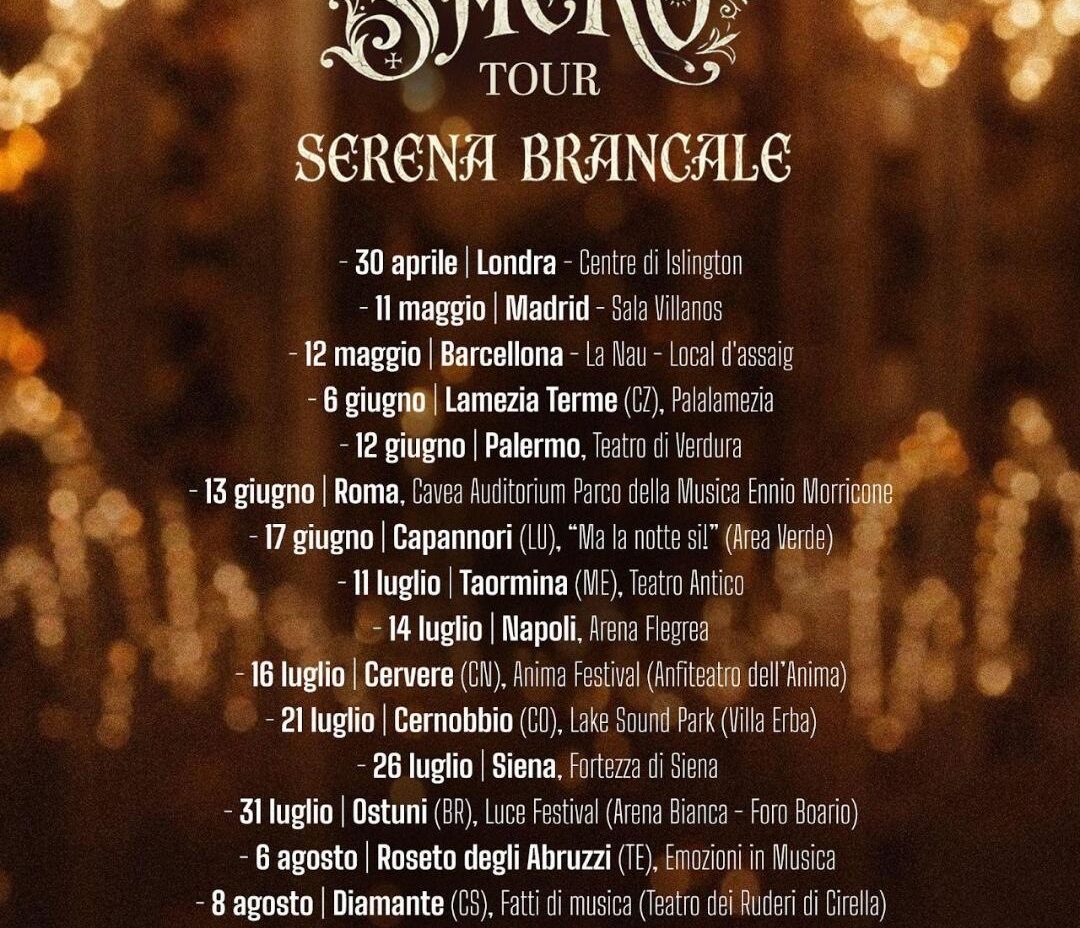 SERENA BRANCALE: annuncia il “SACRO TOUR”, che partirà il 30 aprile da Londra per concludersi ad ottobre nella sua Bari. In attesa della sua seconda esibizione di stasera sul palco del Teatro Ariston di Sanremo.
