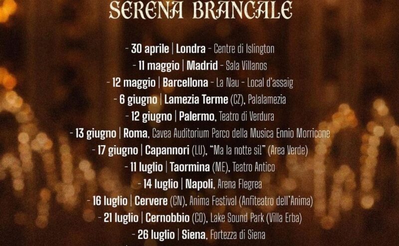 SERENA BRANCALE: annuncia il “SACRO TOUR”, che partirà il 30 aprile da Londra per concludersi ad ottobre nella sua Bari. In attesa della sua seconda esibizione di stasera sul palco del Teatro Ariston di Sanremo.