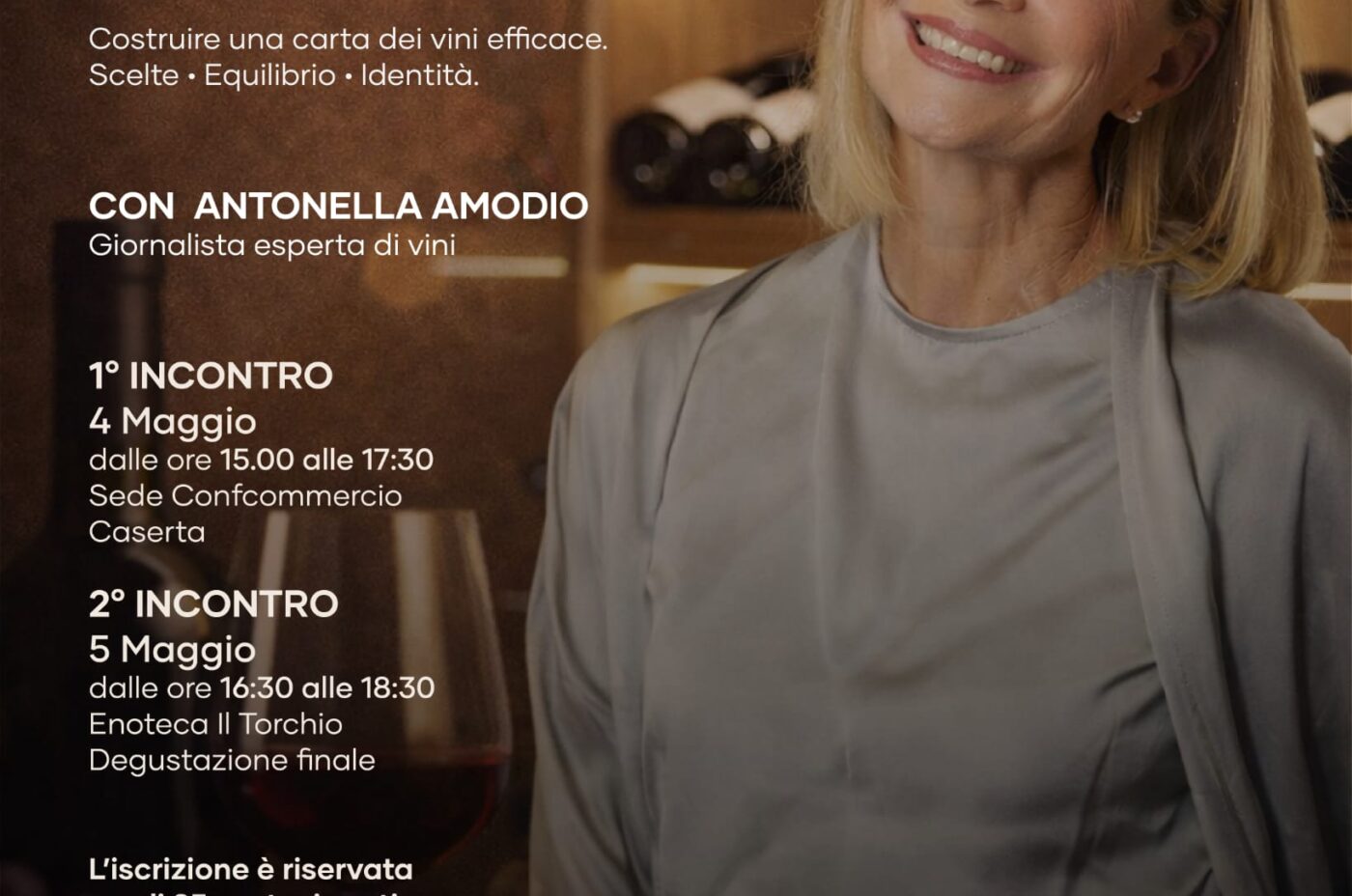 “La carta dei vini come strumento del ristoratore”: due giorni di formazione e degustazioni a Caserta