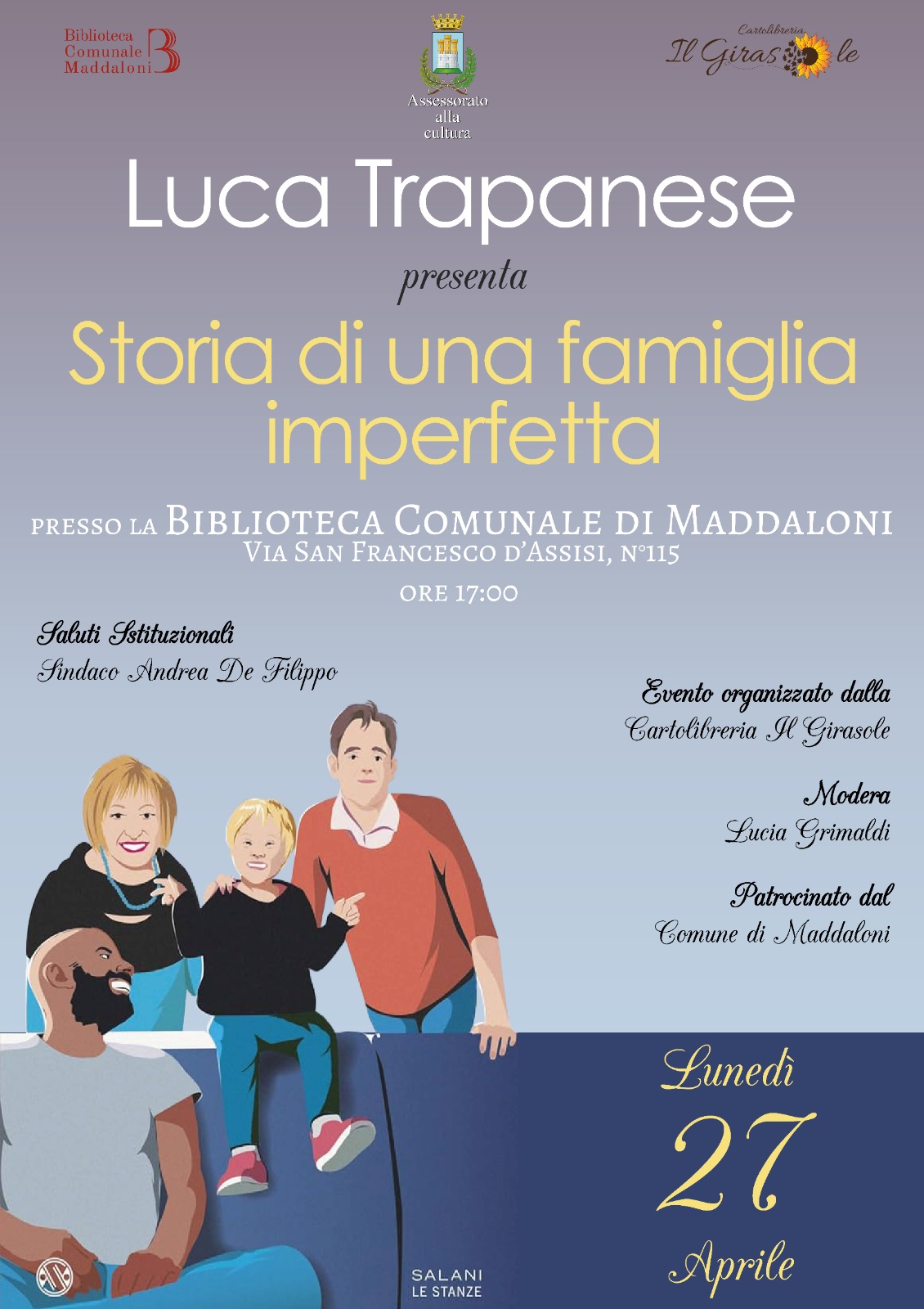 Maddaloni: Luca Trapanese presenta “Storia di una famiglia imperfetta” alla Biblioteca Comunale.