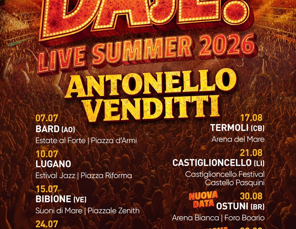 Altre due date del tour di Antonello Venditti: “DAJE! LIVE SUMMER 2026”