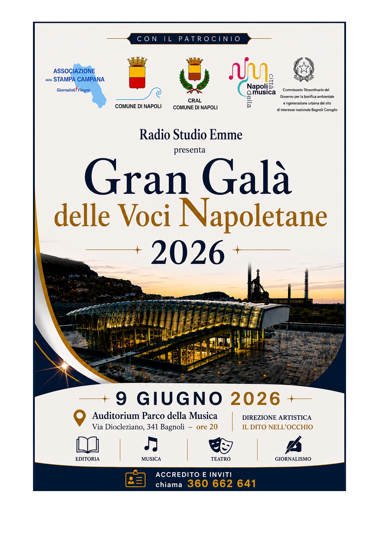 Gran Galà delle Voci Napoletane 2026: l’evento promosso da Radio Studio Emme all’Auditorium Parco della Musica