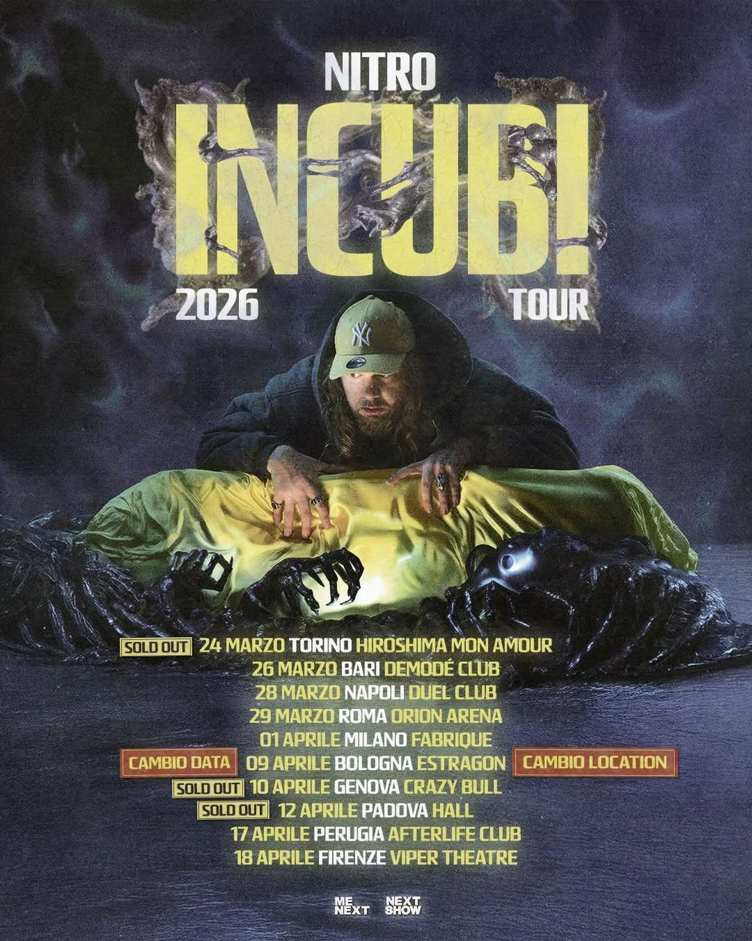 NITRO: al via oggi il suo “INCUBI TOUR”, si parte questa sera dall’Hiroshima Mon Amour di Torino già SOLD OUT.