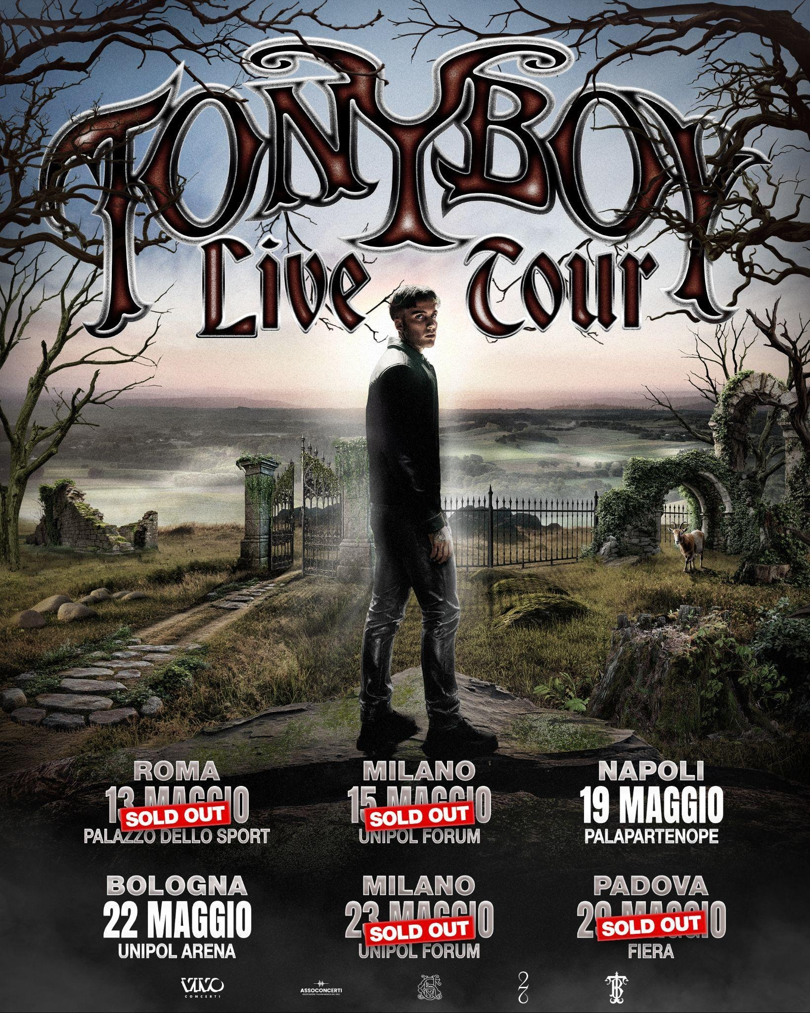 TONY BOY: è pronto a dare il via al “LIVE TOUR 2026”, il suo primo tour nei palazzetti italiani. Sold out anche la prima data di mercoledì 13 maggio al Palazzo dello Sport di Roma, dopo quello di Padova e il doppio tutto esaurito di Milano.