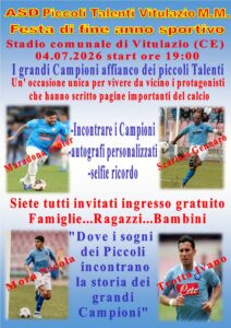 E’ tutto pronto per la festa sportiva dell’ASD Piccoli Talenti di Vitulazio