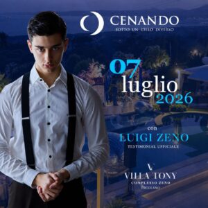 Luigi Zeno protagonista del sociale: testimonial dell’evento benefico “Cenando sotto un Cielo Diverso”Sarà Luigi Zeno il testimonial ufficiale dell’edizione 2026 di “Cenando sotto un Cielo Diverso”, il prestigioso evento charity in programma il 7 luglio presso Villa Tony – Complesso Zeno di Ercolano.