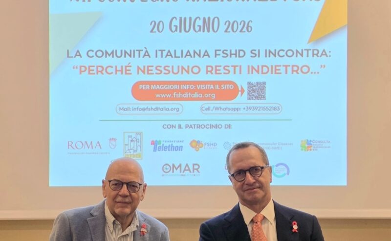 COMUNICATO STAMPA – 20 GIUGNO GIORNATA MONDIALE FSHD 2026 – XII CONVEGNO NAZIONALE PER LA DISTROFIA FACIO-SCAPOLO-OMERALELA RIGENERAZIONE MUSCOLARE NON SEMBRA PIU’ UN’UTOPIA