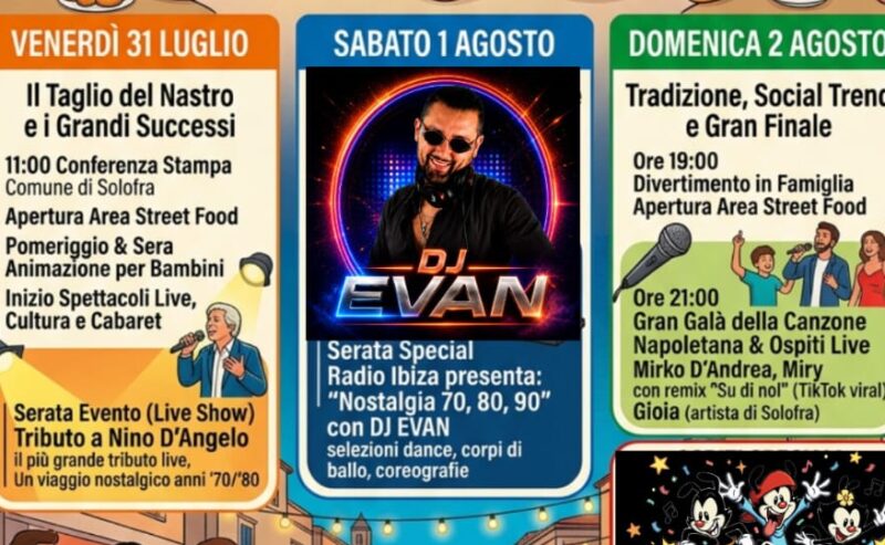 Street Food, musica e spettacolo: Solofra ospita tre giorni di festa in Piazza San Michele
