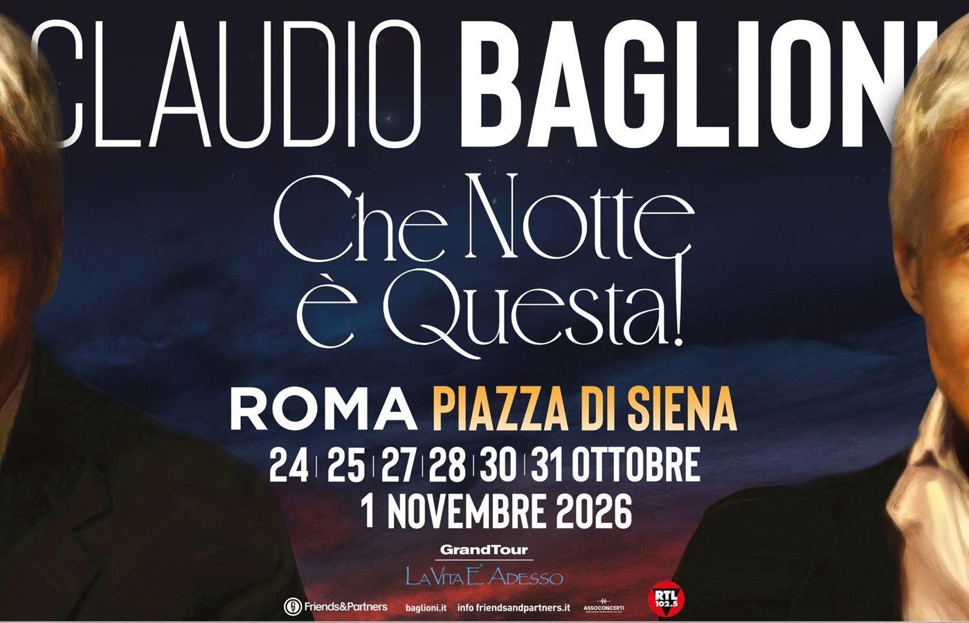 ROMA SI PREPARA A VIVERE UNA SETTIMANA DI MUSICA CON CLAUDIO BAGLIONI
