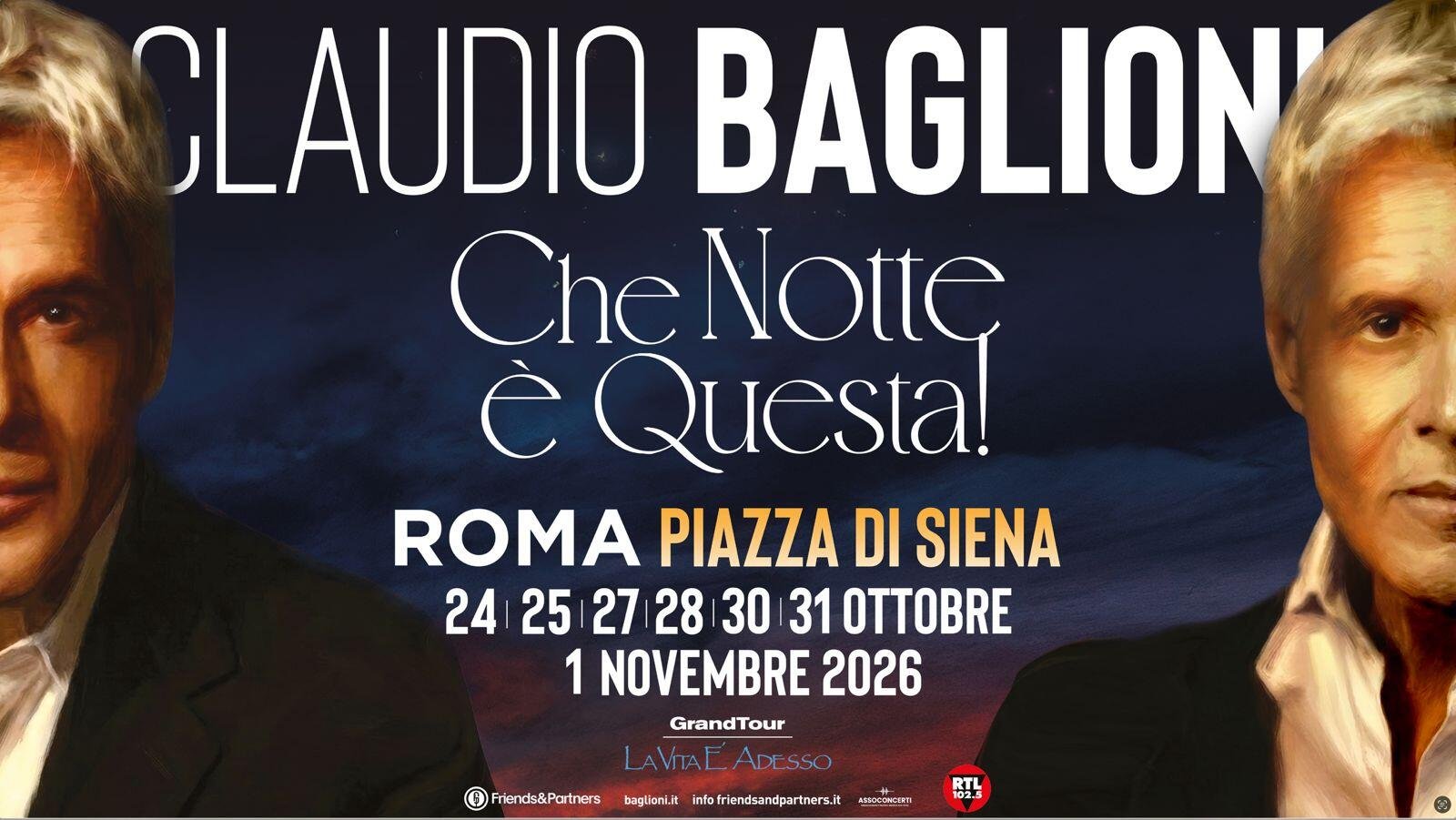 ROMA SI PREPARA A VIVERE UNA SETTIMANA DI MUSICA CON CLAUDIO BAGLIONI