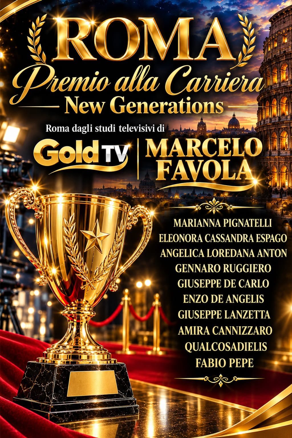 Premio alla Carriera New Generations negli studi televisivi Gold Tv